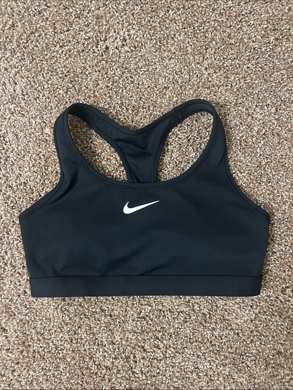Nike Black Racerback Sports Bra with White Swoosh